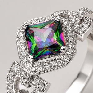 Bague fantaisie en forme de diamant coloré pour femme, bijou de doigt luxueux et étincelant - Product Image 5