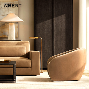 WBERT rh Furniture Style <span class=keywords><strong>nord</strong></span>-américain Fauteuil en velours et bois massif Tissu Chaise de salon personnalisée Mobilier rh Maison pour les loisirs - Product Image 3