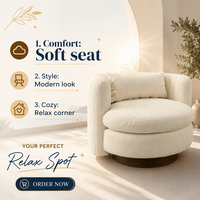 Fauteuil moderne rembourré en tissu, siège moelleux, chaise longue individuelle, siège d'appoint rond pour salon