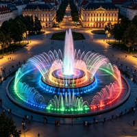 Fontaine musicale circulaire extérieure à jets multiples, LED RGB, eau dansante, en acier inoxydable, programmable et durable