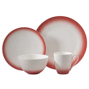 Juego de 4 piezas Color personalizado Cocina Diseño lindo Juegos de vajilla de cerámica Gres rojo Cena Tazón Plato Taza - Product Image 2