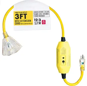 2021 American Modern 12/3 Sjtw 1875w 3 Wire Groundedthree Plug Outlet Gfci Extension Cord
