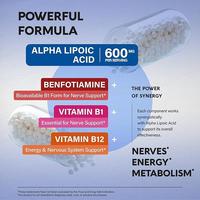 Compléments alimentaires pour la santé des nerfs en marque privée, capsules d'acide alpha-lipoïque avec vitamines, capsules ALA pour la protection antioxydante et le soutien des nerfs