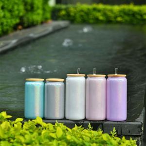Gobelet de sublimation 16 oz à paillettes arc-en-ciel dégradées, verre à bière scintillant effet ombré, en provenance de notre entrepôt aux États-Unis - Product Image 2