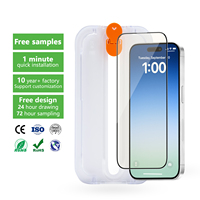 Aurey Livraison Rapide Verre Trempé HD 2.5D 9H pour Téléphone avec Plateau d'Installation pour iPhone 15 14 13 12 16 Pro Max