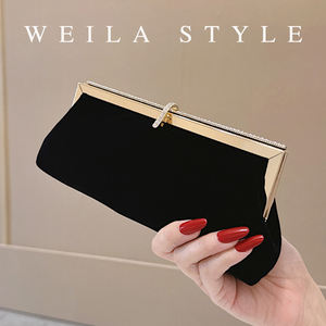 Elegante Fluwelen Handtas Voor Vrouwen Met Strass Sluiting En Lange Kettingriem Ideaal Voor Avondfeest Bruiloft <span class=keywords><strong>Prom</strong></span> Date Night - Product Image 3