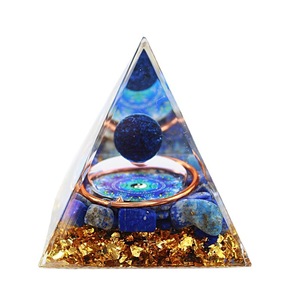 Pyramide en résine époxy cristalline Lapis Lazuli Tai Chi, décoration d'intérieur, ornement de bureau, pièce de collection artisanale en résine - Product Image 5