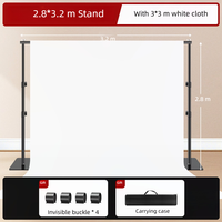TongInno 2.8*3.2m Support + 3*3m Support de toile télescopique en alliage d'aluminium robuste Kit complet avec pinces et sac de rangement pour la mode