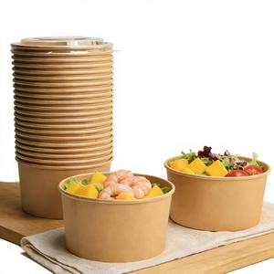 Tazones Redondos Desechables de Papel Kraft con Recubrimiento de Grado Alimenticio Ecológico, con Logotipo Personalizado, Diseño Moderno, Marca China XIEFA - Product Image 1