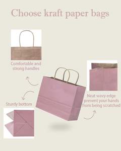 Sac en papier kraft rose grand format, durable et recyclable pour l'expédition de vêtements en gros - Product Image 5