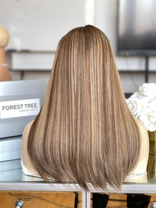 Vente d'usine 20 "soyeux droite 100% attachée à la main perruque de cheveux européenne luxe HD cheveux slaves dentelle haut perruque casher en Stock - Product Image 2