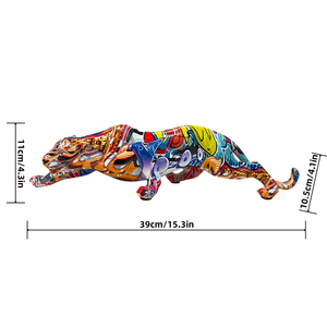 Scultura Creativa in Resina Dipinta a Colori con Leopardo, Statua di <span class=keywords><strong>Pantera</strong></span> con Stampa a Trasferimento ad Acqua, Decorazione per Soggiorno e Hotel - Product Image 3