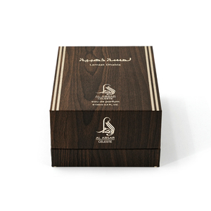 Caja de embalaje abatible con superficie similar a la madera de lujo con logotipo privado con paquete de papel de inserción EVA para Attar Perfume Serum <span class=keywords><strong>Brandy</strong></span> - Product Image 3