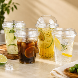 Vasos Fríos Transparentes de PLA de 12oz, 16oz y 24oz, Vasos Compostables para Bebidas con Tapas Planas Tipo Domo para Bebidas Frías - Product Image 3