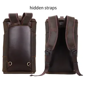 Imalatı toptan yeni varış kahverengi hakiki gerçek deri haftasonu bavul seyahat çantası tam tahıl deri sırt çantası