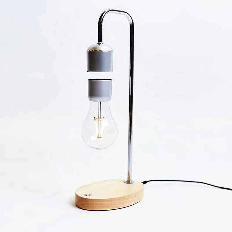 Wood Base Magnetic Levitation Floating Bulb Home Light Table Lamp with Touch Led Switch