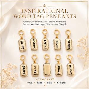 Colgantes con Palabras Inspiradoras |   Dijes Rectangulares con Letras de Latón Chapado en Oro de 18K y Micro Pavé de Circonitas para Creación de Joyería DIY - Product Image 1
