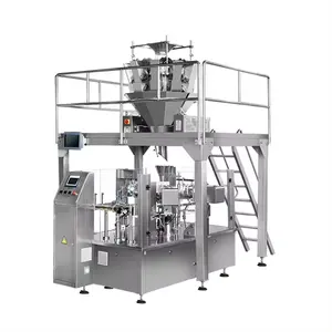 2024 Automatic prefabricated rotary nitrogen flush egg roll zipper bag weighing filling sealing food packaging packaging machine
