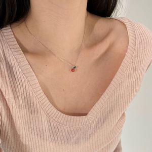 Collier Dylam Charm High Top Jewel en argent sterling 925 avec chaîne à maillons et pendentif fruit en zircone 5A - Product Image 2