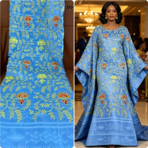 Broderie Nuptiale 5+2 Verges pour <span class=keywords><strong>Robe</strong></span> de Mariée, <span class=keywords><strong>Bazin</strong></span> Riche <span class=keywords><strong>Getzner</strong></span> Africain, Tissu Coton Dentelle Durable - Product Image 1