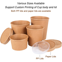 16Oz 32Oz biodégradable personnalisé micro-ondes to Go grand récipient à soupe alimentaire à emporter en papier kraft seau à soupe tasse avec couvercle en PP
