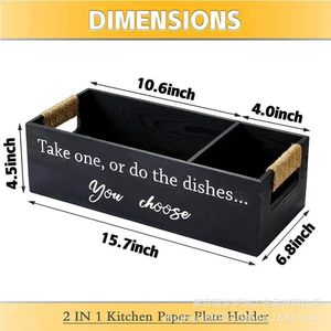 Cross-border wooden <b>storage</b> organizer <b>box</b>, household <b>kitchen</b> wooden bowl and utensil <b>storage</b> <b>box</b>, simple wooden paper plate - Product Image 4