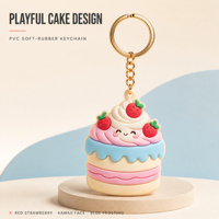 Ornements 3D amusants et mignons sur le thème des gâteaux, figurines, porte-clés de voiture et porte-clés en PVC, conception de logo personnalisée par le fabricant