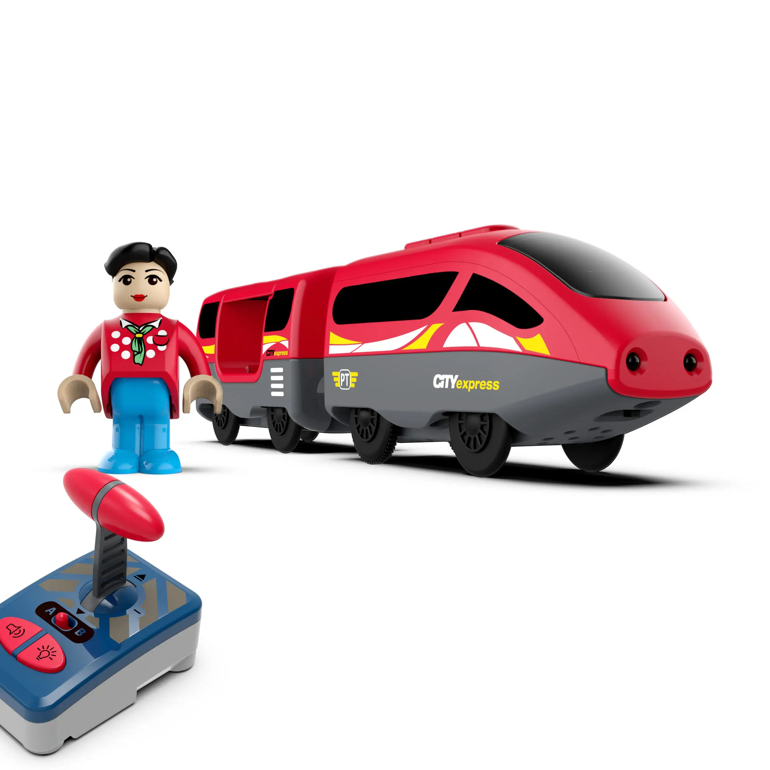 रिमोट कंट्रोल ट्रेन जेनी ट्रेन + रिमोट कंट्रोल सेट लकड़ी के ट्रेन ट्रैक बच्चों के खिलौना थोक के साथ संगत