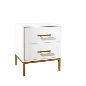Mesita de Noche Moderna Blanca Ensamblada con 2 Cajones para Dormitorio, Muebles para el Hogar - Product Image 3