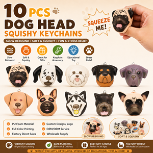 Juguete de Animal de Moda Viral en <span class=keywords><strong>TikTok</strong></span>, Llavero con Cara de <span class=keywords><strong>Perro</strong></span>, Juguete Blandito de PU de Recuperación Lenta, Regalos para Niñas y Niños al por Mayor - Product Image 1