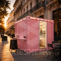 Tienda Contenedor Desmontable de Paquete Plano, Kiosco Prefabricado Modular de Fácil Montaje, Caseta Comercial Portátil de 10ft 20ft para Playa y Jardín