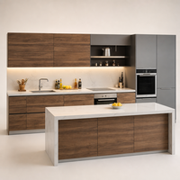 Kabinet Dapur Pulau Modern Modular Kayu RTA Soft Close Pull Out Tahan Air Ramah Lingkungan Grosir Langsung dari Pabrik