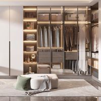 Armoire autoportante sur mesure avec portes vitrées, design moderne, pour chambre à coucher, dressing, école, hôtel