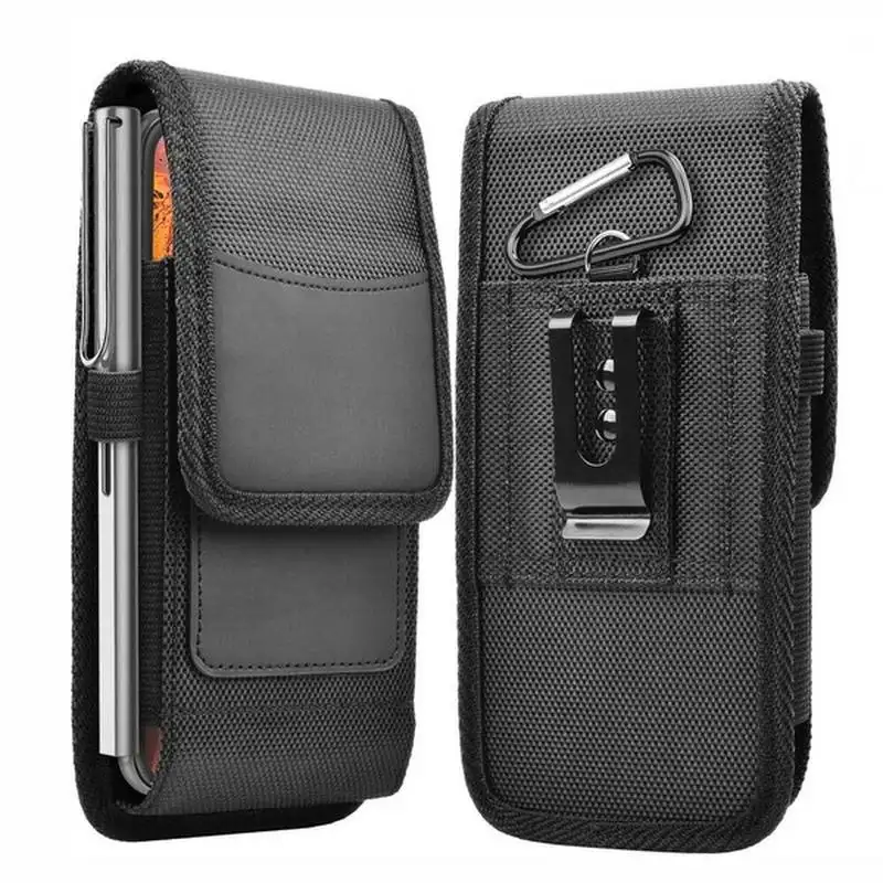 Men's Belt Clip Wallet Waist Pouch With Card Holder Vertical Nylon Holster Fits For IPhone Carrying Cell Phone Holster
