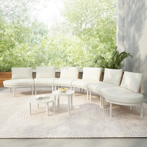 Ensemble de canapés modulaires d'extérieur en rotin tressé PE beige, 8 pièces, moderne, pour jardin et terrasse, en forme de demi-<span class=keywords><strong>lune</strong></span> - Product Image 1