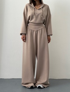 Set <span class=keywords><strong>Felpa</strong></span> <span class=keywords><strong>con</strong></span> <span class=keywords><strong>Cappuccio</strong></span> e Pantaloni della Tuta <span class=keywords><strong>con</strong></span> Fascia <span class=keywords><strong>Larga</strong></span> Personalizzabile Tuta Sportiva Oversize da Donna - Product Image 1