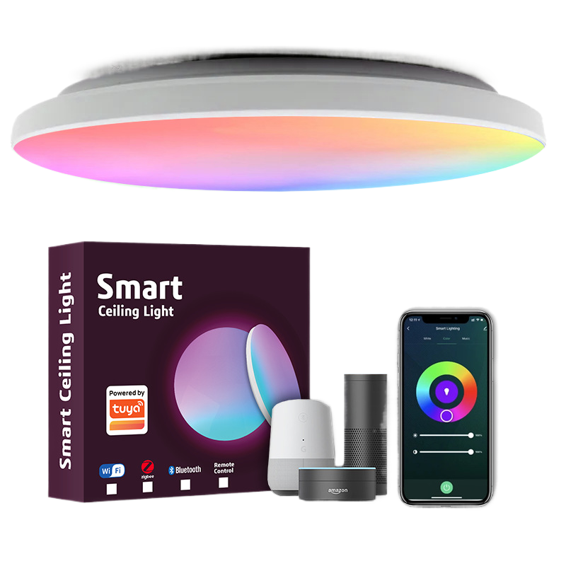 Tuya Smart WiFi Electric RGB+CCT LED Ceiling Light 24W Dimmable Aluminum Alloy Panel Lamp Works Alexa Google Home for Living