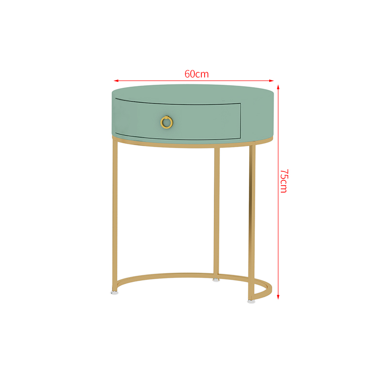 Table individuelle vert paon, diamètre 60 cm, hauteur 75 cm.