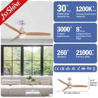 Ventilateur de plafond intelligent 1stshine avec lumière LED, compatible Wi-Fi, commande vocale, pales en ABS, télécommande personnalisable, OEM/ODM