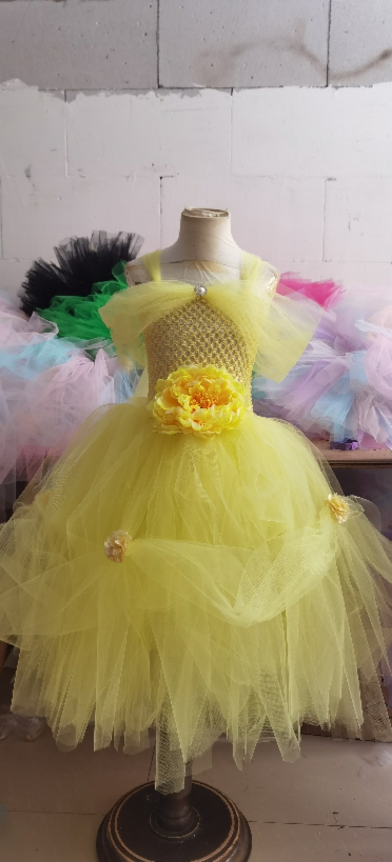 Abito Da Principessa Per Bambina Con Tutù, Maniche Corte | Vestito Di Natale Elegante Per Festa, Taglie 2-6 Anni