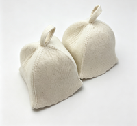 Chapeau de sauna en feutre de laine 100% naturelle, texture gaufrée, bord festonné, non imprimé, protection pour la tête lors du bain de sauna