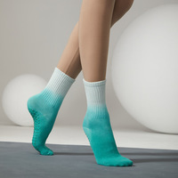 Chaussettes de yoga et de Pilates mi-longues antidérapantes à dégradé, respirantes, à séchage rapide, en coton anti-transpiration, technique de tricotage ras du cou pour l'automne