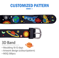 Montre de sport JNEW OEM/ODM Cartoon Planet 3D pour enfants Bracelet en PVC Mouvement à quartz 28mm Cadran analogique 18mm PC 3BAR Résistant à l'eau Unisexe