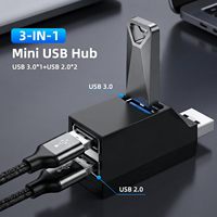 Hub USB 3,0 y 2,0 de 3 puertos, adaptador USB portátil de alta velocidad, divisor para PC, portátil, disco U, teclado, ratón, disco duro móvil