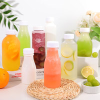 Bouteilles en plastique jetables PET de 280 ml, 350 ml, 450 ml avec bouchon et brosse pour thé au lait, jus, aliments en conserve et aliments pour animaux de compagnie