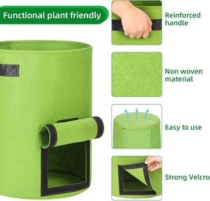 Cổ điển 6-Pack 10-gallon màu xanh lá cây vải không dệt phát triển túi với nắp cửa sổ dày container cho khoai tây cà chua cà rốt - Product Image 3
