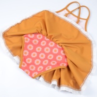 Maillot de bain une pièce pour bébé fille, imprimé marguerite, col halter, jupe tutu, couleur moutarde, maillot de bain de plage pour enfants