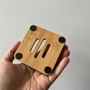 Natural <b>Bamboo</b> <b>Soap</b> <b>Dish</b> Square <b>Soap</b> Holder with Drainage Holes for Bathroom - Product Image 2