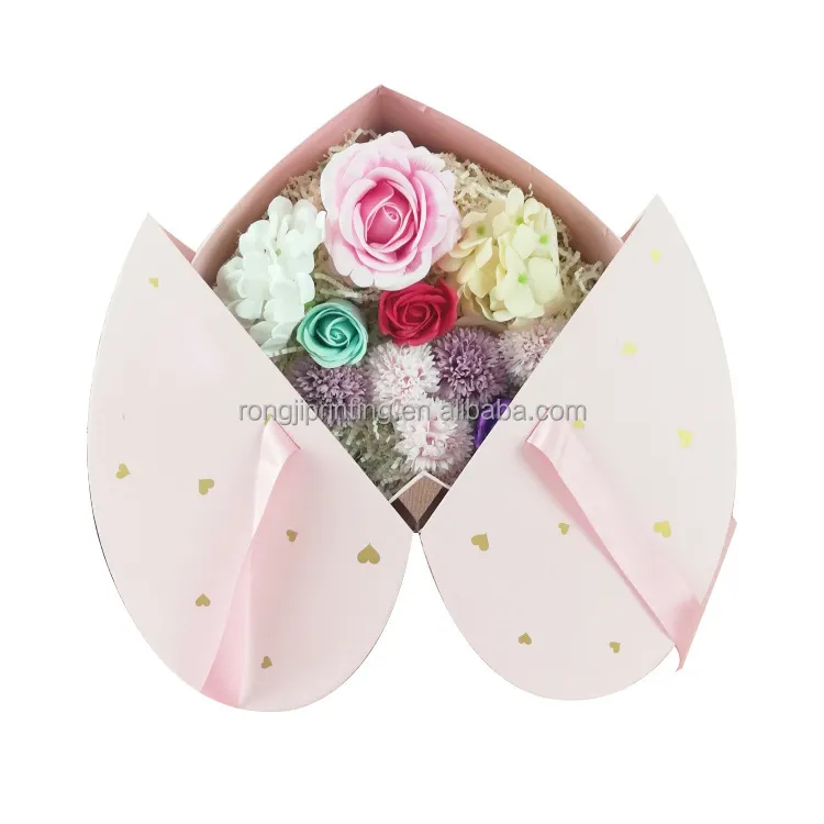 Luxury mom Flower Box for valentine's day heart shape double door gift boxes for flowers