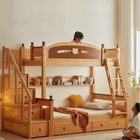XINSHIYI 2024 neues Stil Kinderetagenbett mit Leiter und Ablage treppe Großhandel Massivholzmöbel für Kinderzimmer